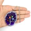 Handmade Silk Winding Tree Of Life Colorful Beads Natural Agate Sheet Pendant Necklace N634
