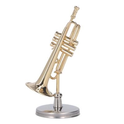 Ature Trumpet Brass Exquisite Design Romantic Trumpet Model with Stand Case for Desk Bookshelf