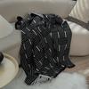 Vintage Black-White Striped Knitted Sofa Throw Blanket - Single-Person Office Nap Shawl AC Blanket
