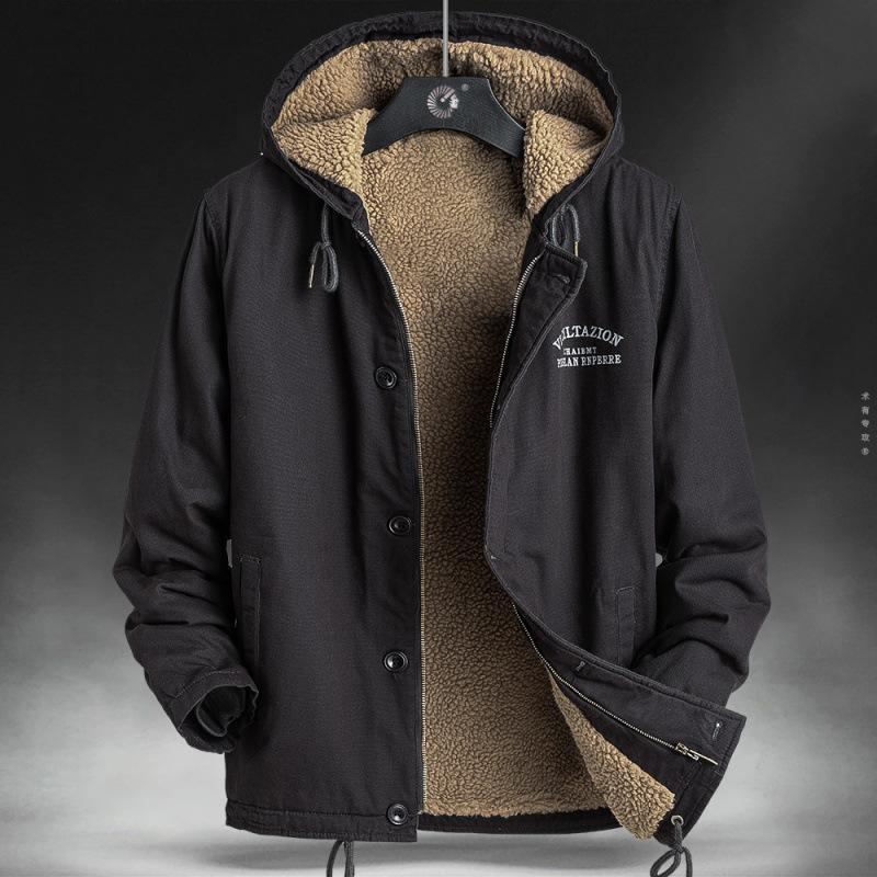 Lamb Wool Cotton Coat for Men In Winter Thickened with Wool Loose and Oversized Casual Clothes Trendy Deck Clothes Warm Jacket