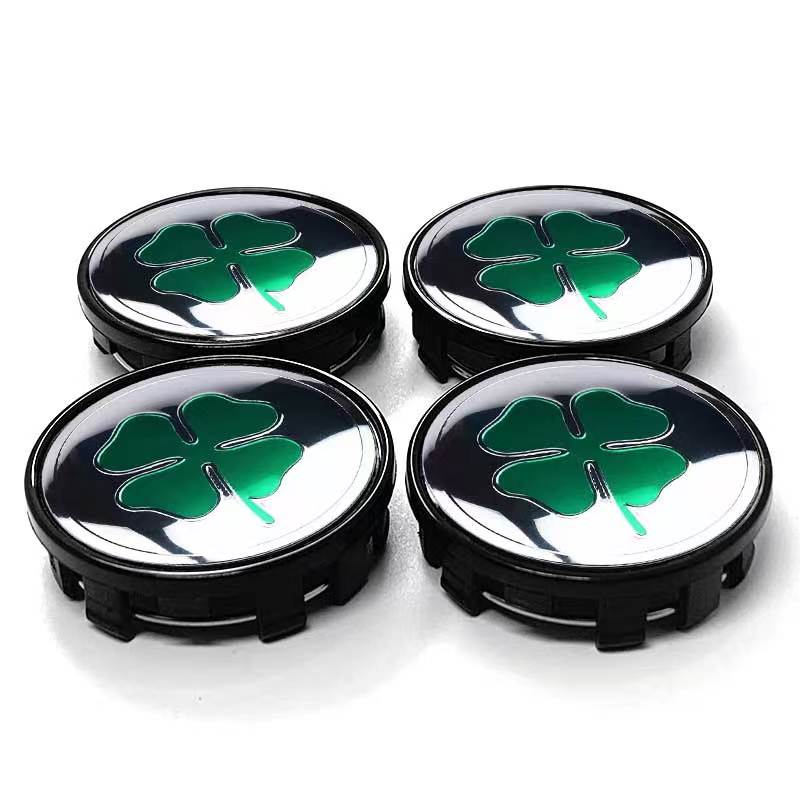 DJHQL1 4PCS 60MM Four-leaf Clover Emblem Car Wheel Center Hub Cap Rims Cover Hubcaps Sticker For BMW HONDA FORD TESLA SUBARU