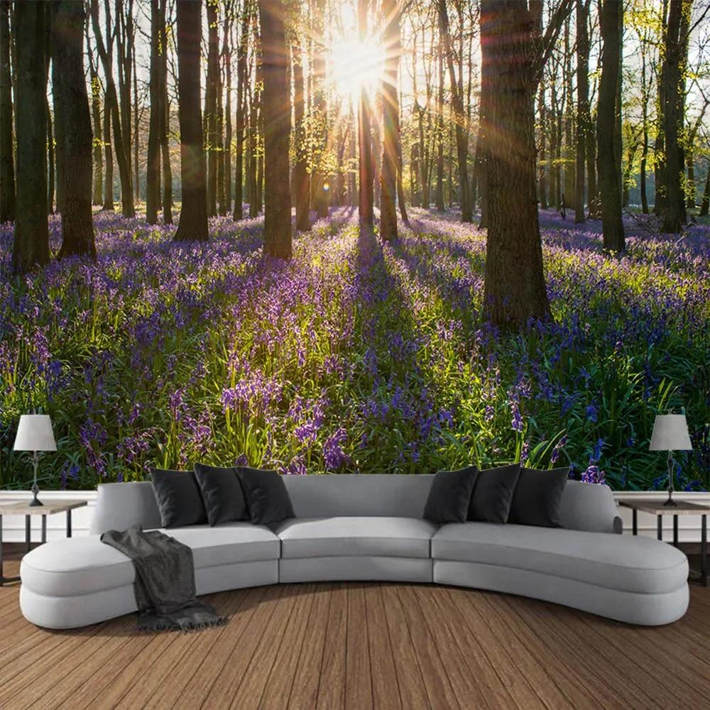 Sunshine Forest Tapestry Wall Hanging Cloth Home Art Decoration Living Room and Bedroom Background Blanket Wallcloth