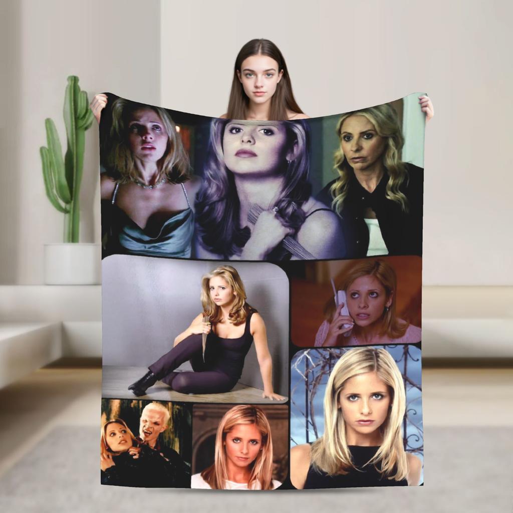 Buffy The Vampire Slayer Blanket Flannel Horror Movie Lightweight Thin Throw Blanket For Airplane Travel Bedroom Quilt