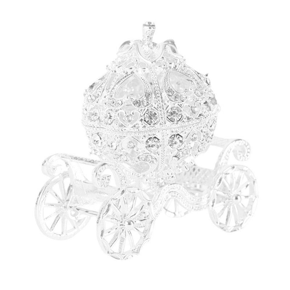 Figurine Decorative Jewelry Display Holder Pumpkin Carriage Trinket Box Women Girls