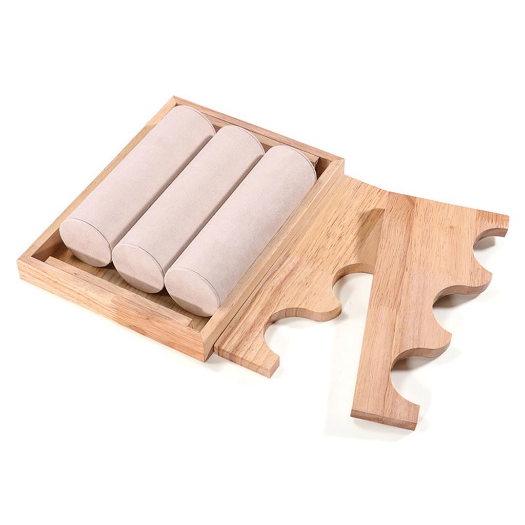 Solid Wood Bracelet Storage Holder Durable Three Tier Jewelry Organizers In Wood For Bracelets And Personal Items