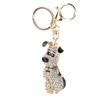 Cute Dog Shape Crystal Rhinestone Keychain Sparkling Bag Handbag Pendant for Women Girls White