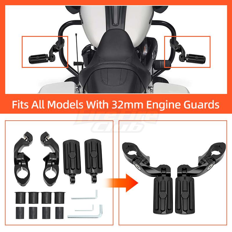 Universal 1-1/4" 32mm Motorcycle Foot Rest Highway Engine Guard Foot Pegs Mount For Harley Touring Honda Kawasaki Suzuki Yamaha