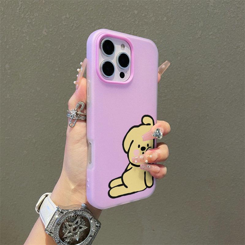 Patterned Matte Frosted Skin Feel Casing PC+TPU 2in1 Tired Dog Printed Protective Cover Soft Back Case
