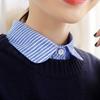 Womens Classic Striped Detachable Fake Collar Shirt Dickey Half Blouse False Collar for Lady Girls Men