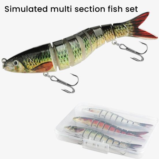 3Pcs Fishing Lures Hard Baits 3D Eyes Realistic Looking Vibrant Color Multi Jointed Slow Sinking Artificial Lure Fish Baits Kit