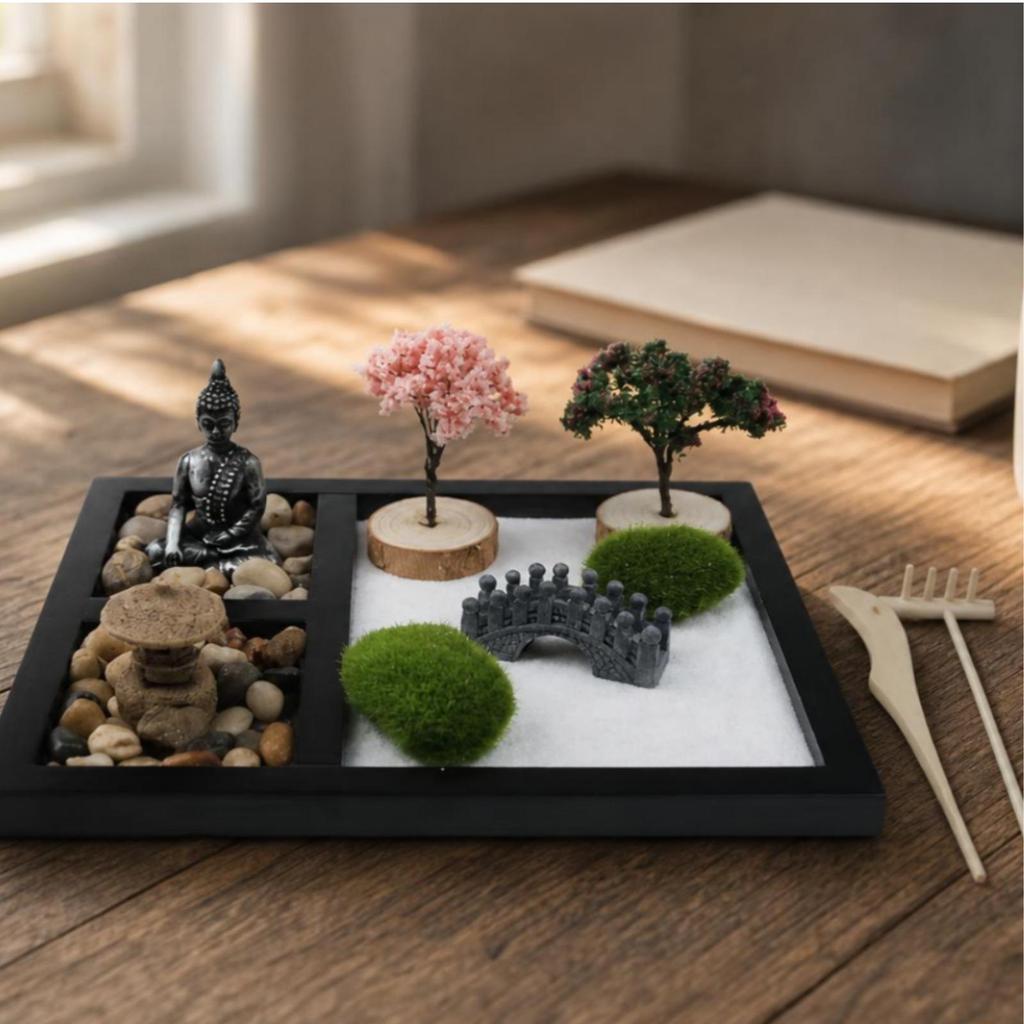 Garden Kit for Desk Meditation Desktop Sand Tray Compact Miniature Landscape