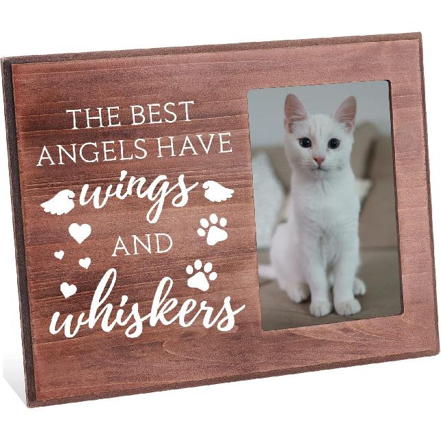 FINGERINSPIRE The Best Angels Have Wings and Whiskers Picture Frame 4x6 inch Pet Memorial Picture Frame with Paw Prints Pattern Hanging/Tabletop