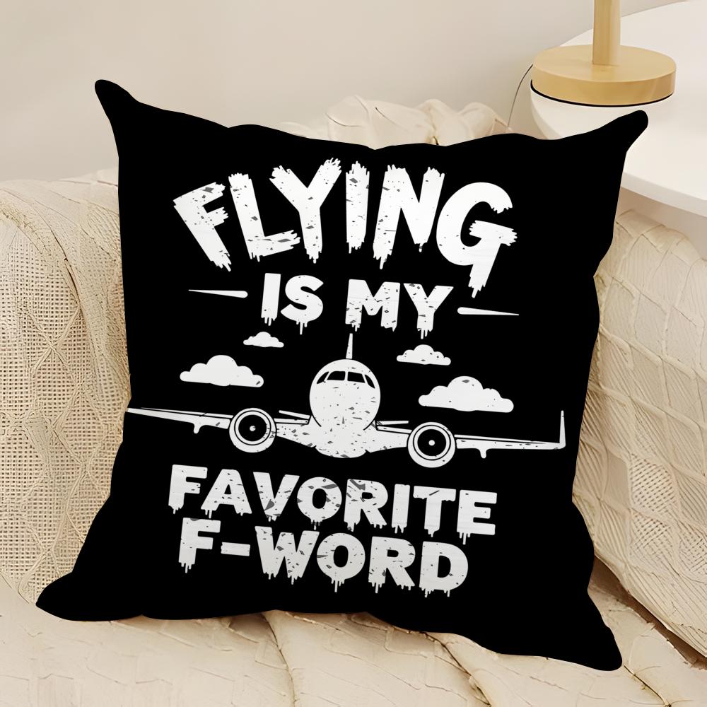 Black Pattern For Airplane Pilots Pillow Case Natural Linen Double-Sided Printing Sofa Home Decor Cushion Cover
