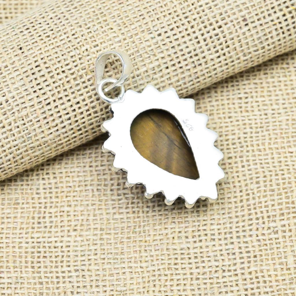 Underbara Smycken med Tigeröga Ädelsten 925 Sterlingsilver Handgjort Hänge Gåva Till Kvinnor