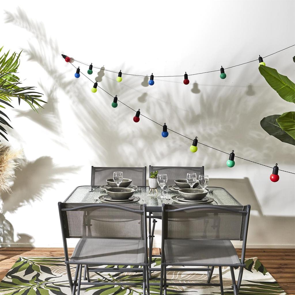 Garden Garland 20 Led Color Bulbs, Mains Powered