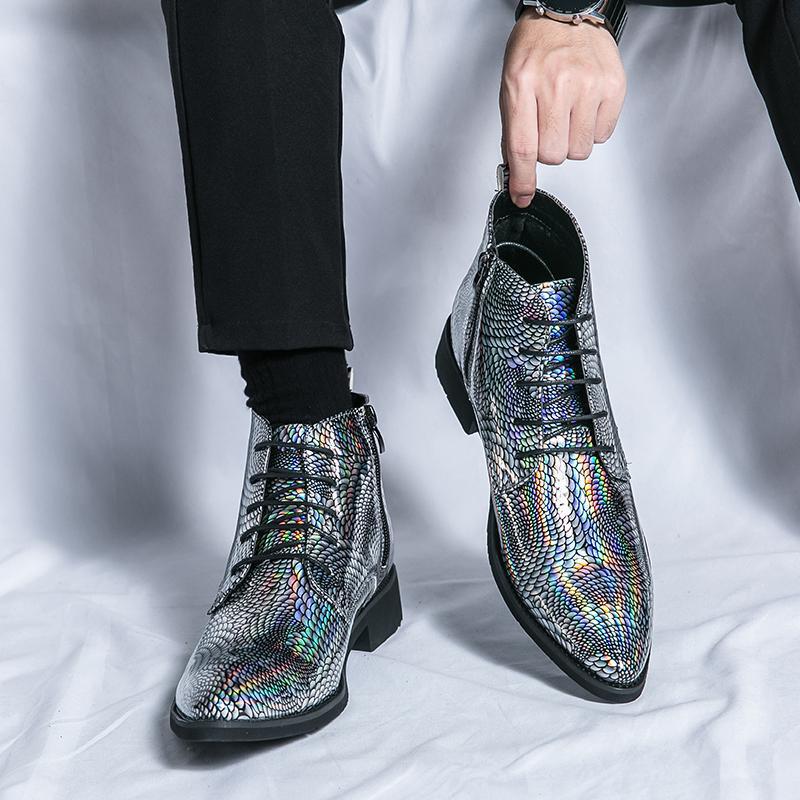 

2025 new Martin boots men s large size shoes high-top pointed leather shoes men s British lacquered leathershoes 48 чорний