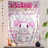 My Melody Pink Cute Anime Colorful Tapestry Wall Hanging Hanging Tarot Hippie Wall Rugs Dorm Wall Art Decor Girl Heart Kawaii An