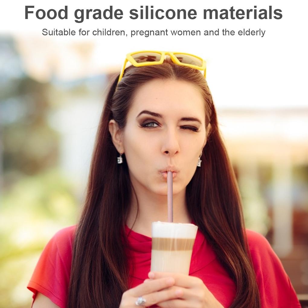 Pack of 6 Silicone Straws Reusable Detachable Soft Drinking Beverage Openable Snap Portable Travel Party Accessories