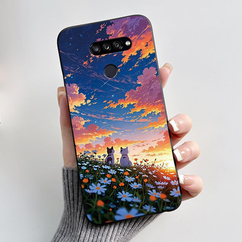 Soft Shockproof Phone Case For LG K50S Bumper Silicone Black Case New Design Viral Pattern Koi Shell Cute Colorful Cover