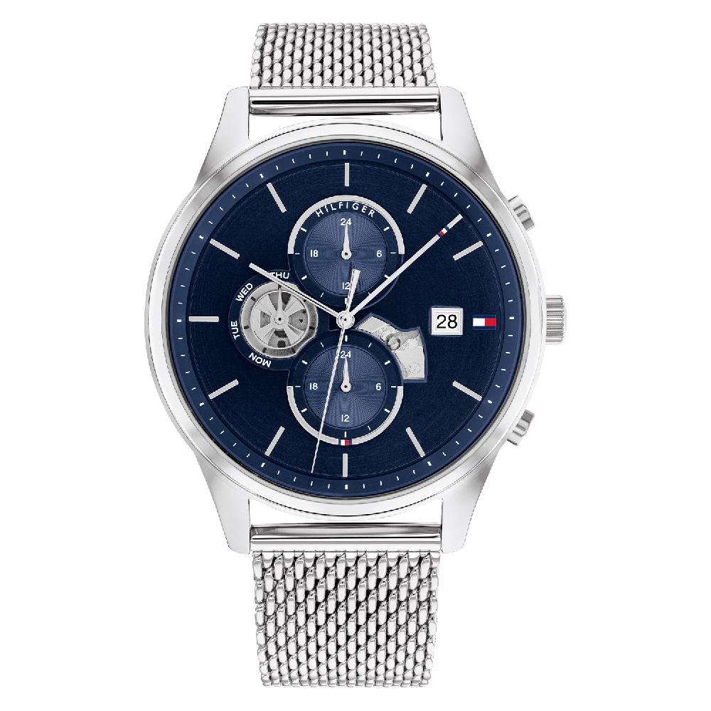 Tommy Hilfiger Weston Blue Dial Silver Metal Bracelet Men s Quartz Watch 1710504 синий