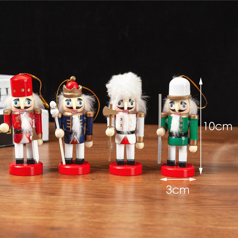 4PCS/Set Wooden 10CM Nutcracker Puppet Christmas Decoration King Soldier New Year Kids Room Decoration Nutcracker Soldier