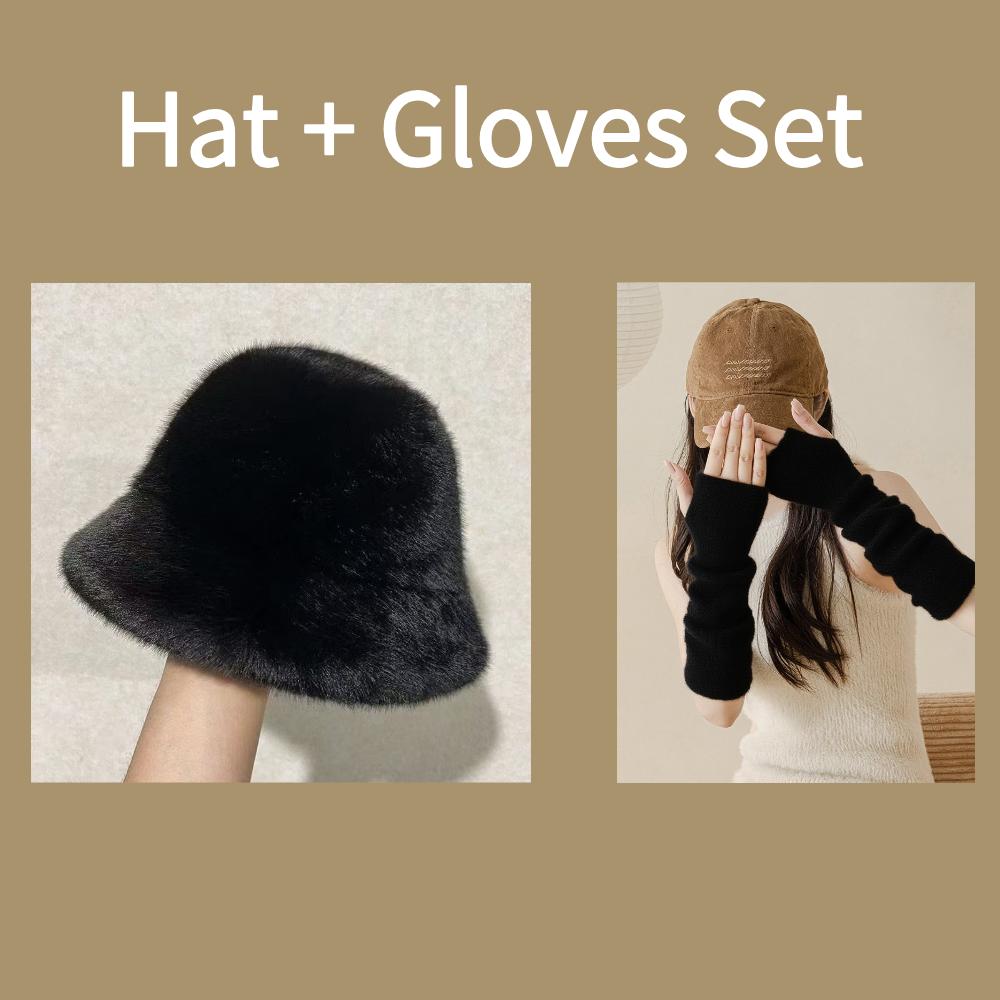 1 Fluffy Fur Fisherman Hat for Women Winter Plush Ear Protection Cap Windproof Warm Bucket Hat for Outdoor Cycling Hiking Travel