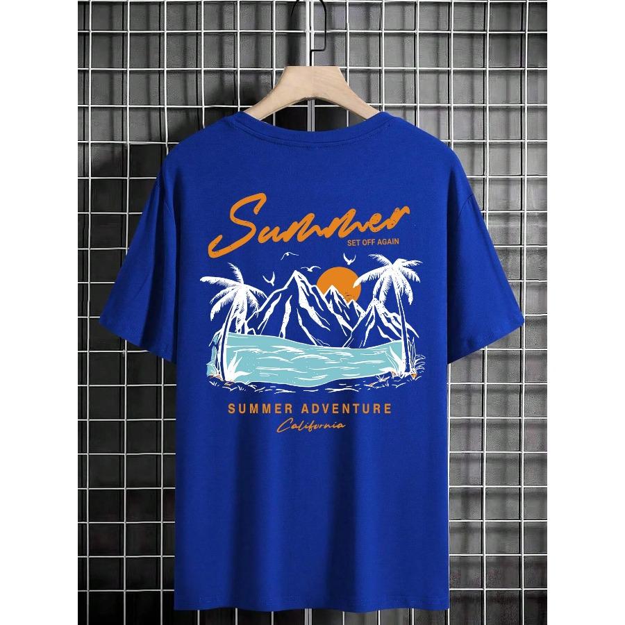 

Лето Set Off Again Adventure California Мужская футболка хлопковая свободная футболка модная толстовка свободные летние топы XXXL синий