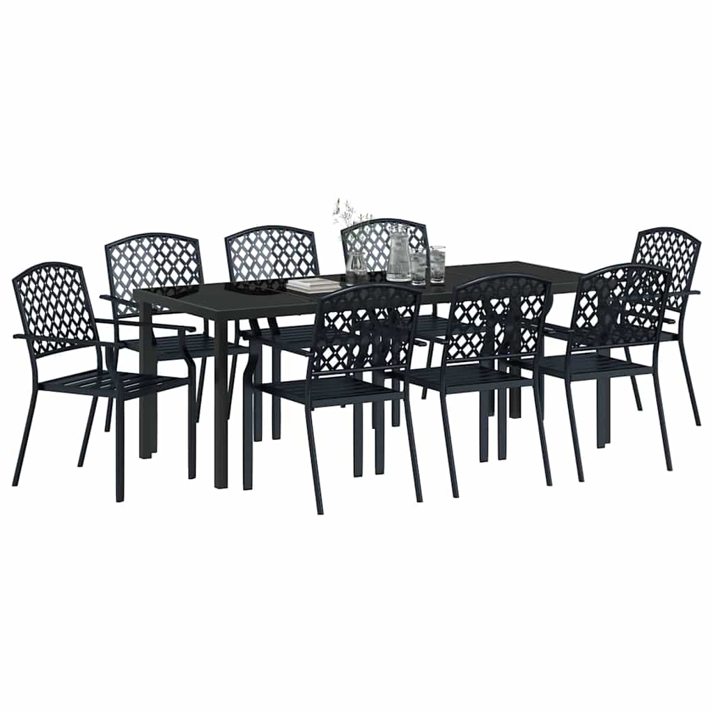 Garden Dining Set 9 pcs Anthracite Powder Coated Steel