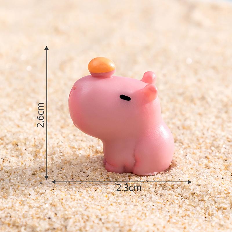 Mini Pink Capibara Ornament Cartoon Capybara Micro Landscape Model Dollhouse Decoration Car Interior