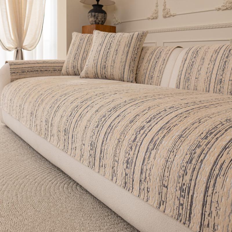 Einfarbiger Chenille-Sofahandtuch, dicker universeller Schnittsofabezug, moderne Möbel, staubdichter Bezug, L-förmige Couchbezüge
