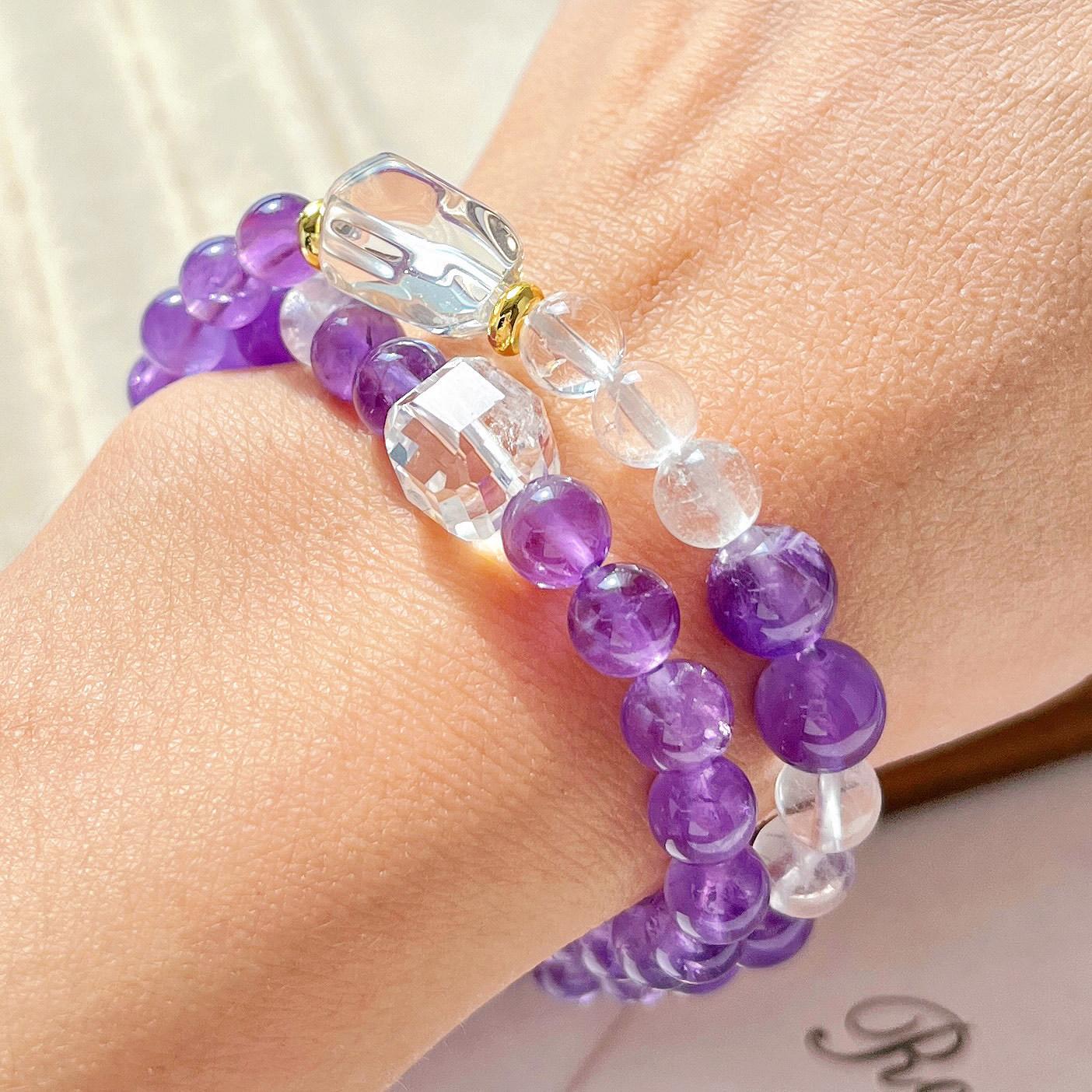 High Quality Natural Amethyst White Crystal Design Bracelet Bracelet.