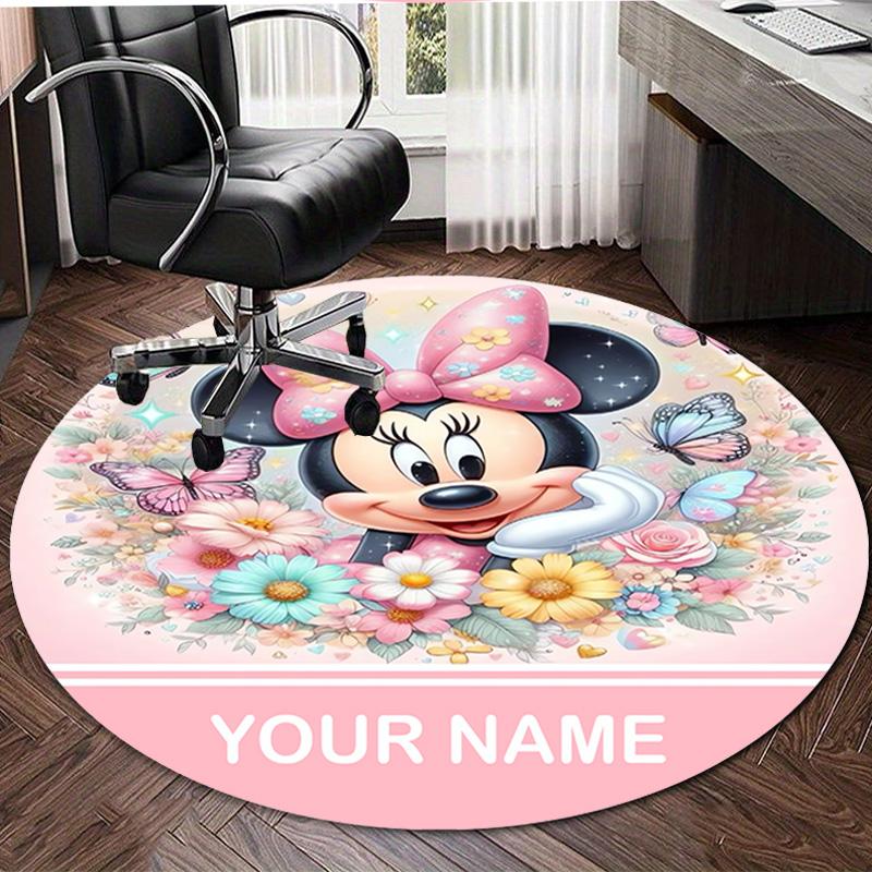 Personalized M-Minnie Round Chair Office Rug - Perfect for Mat, Office Chair & More - Ideal Gift for Birthdays and Holidays