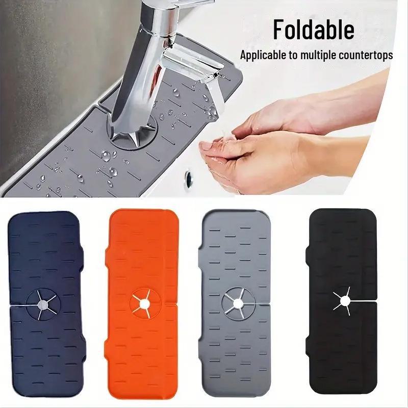 Splash-Proof Silicone Kitchen Faucet Drain Pad - Short Vertical Stripes Storage Pad for Sink Cleaning
