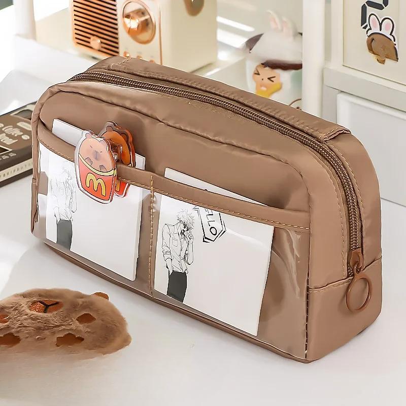 Elegantní pouzdro na tužku Simplicity pro studenty Korejská móda Jednobarevná taška na tužky Velkokapacitní taška na psací potřeby Školní potřeby