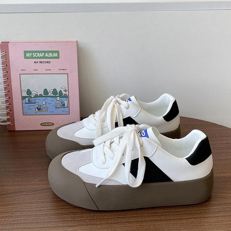Spring little white shoes women's round head breathable popular board shoes 2025 versatile casual platform shoes new German training shoes