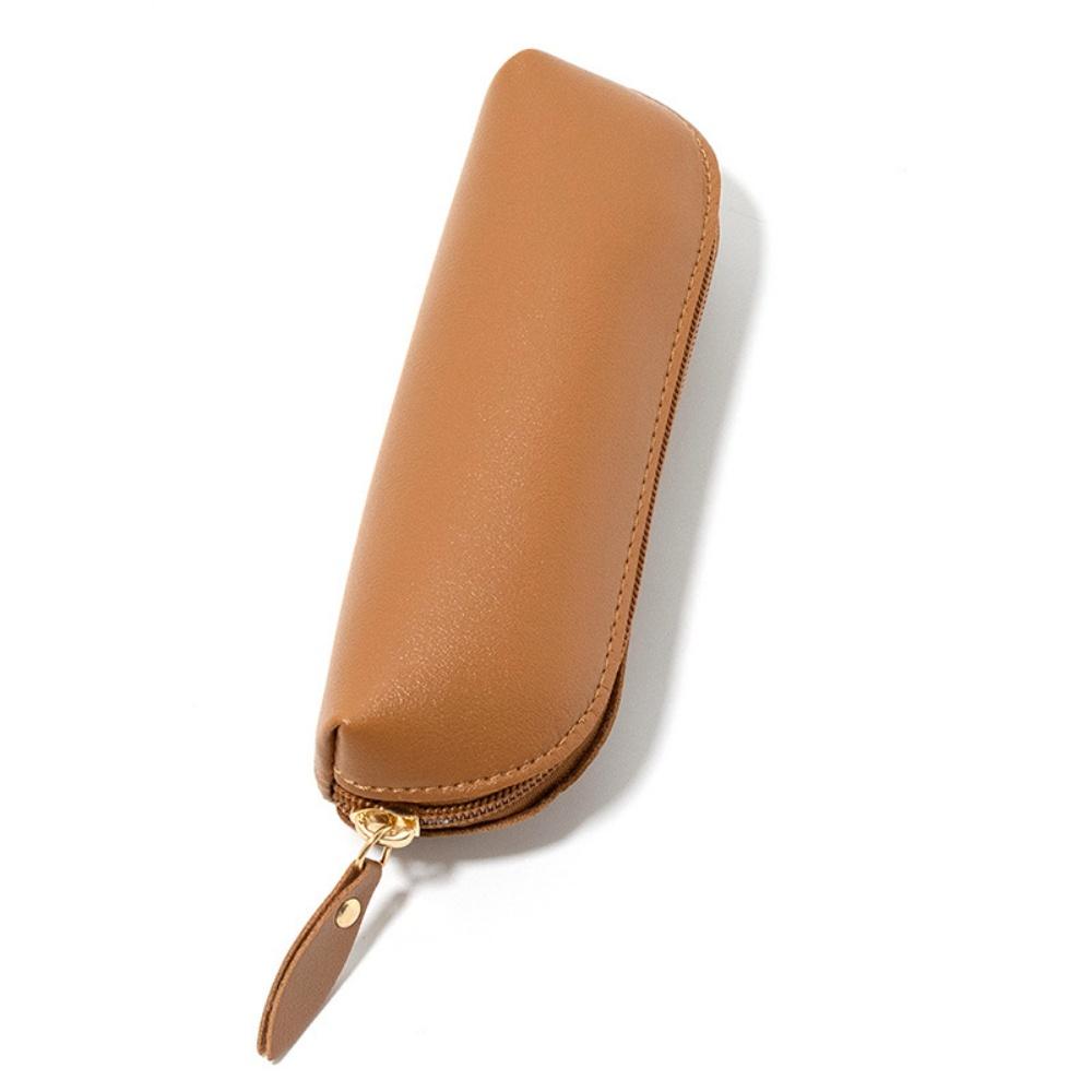 Mini Pencil Case Bag Fashion Makeup Bag Eyebrow Brush Storage Bag Premium Faux Leather Zipper Pencil Bags Simple Stationery Box