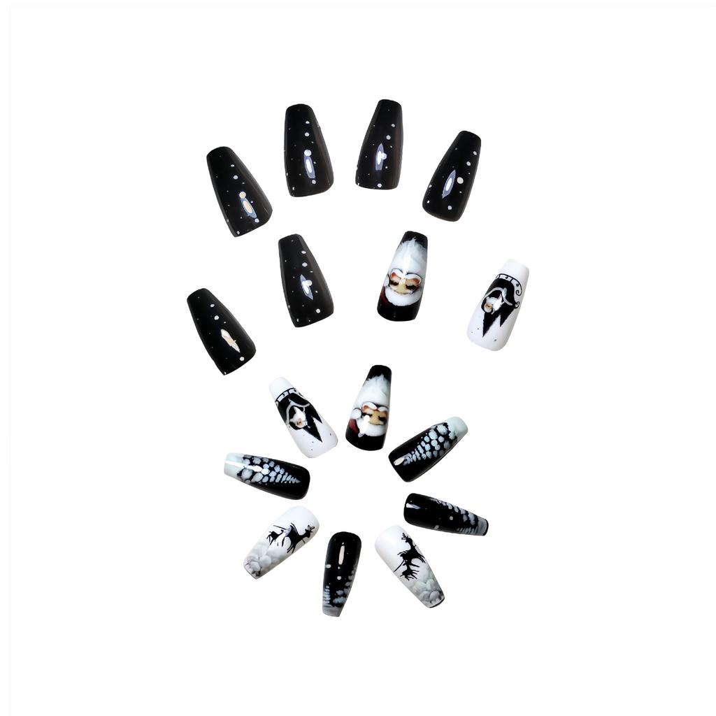 24PCS Christmas Glossy Press on Nails Natural Unbreakable Nail Simple Wear for Fingernail DIY Decoration