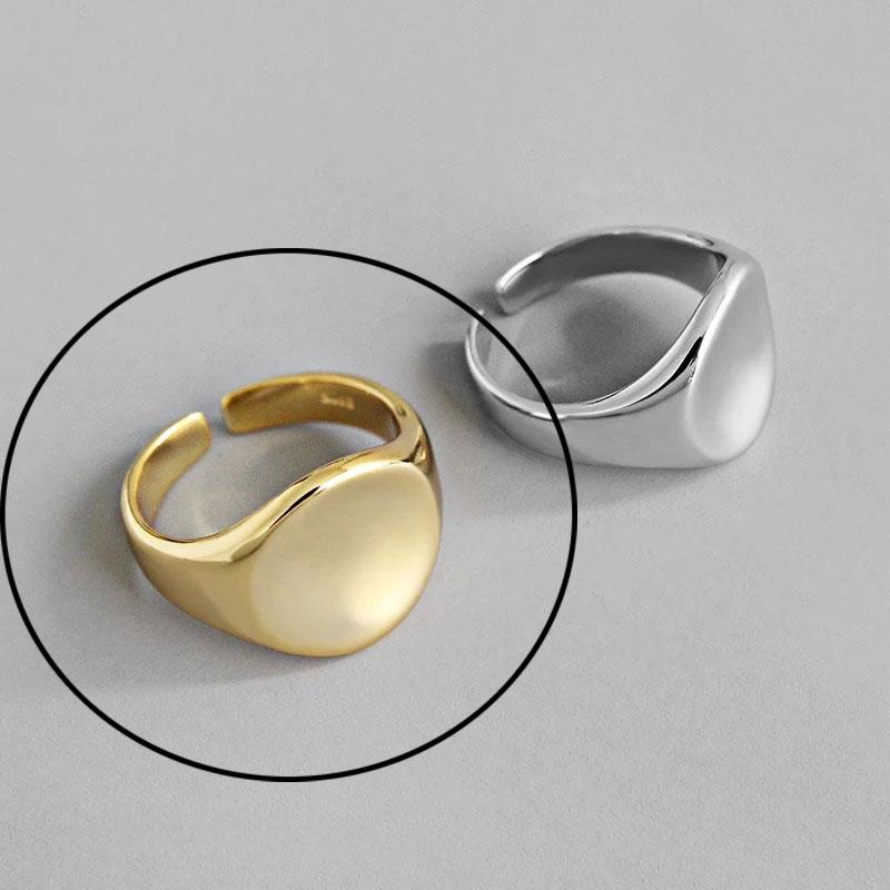 925 Silver Rings For Women Hollow Out Gold Color Temperament Personality Fashion Female Trendy Resizable Opening Rings