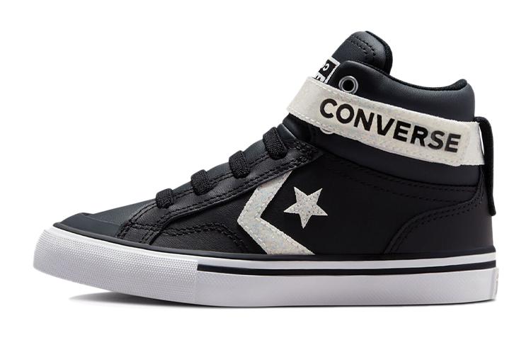Converse Pro Blaze Strap Abrasion Resistant Abrasion Resistant High Top Kids' Skateboarding Shoes Black White 672128C