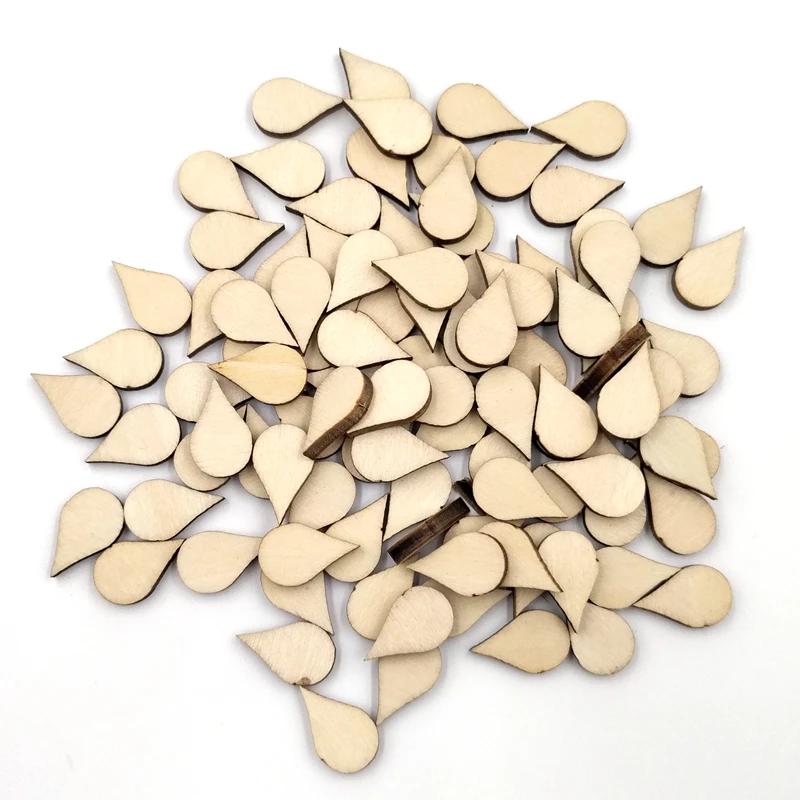 15-100mm Wooden Shape Cutouts Wood Water Drop Shape Discs Slices Wood Pieces Embellishment DIY Crafts Ornament Home Decorations