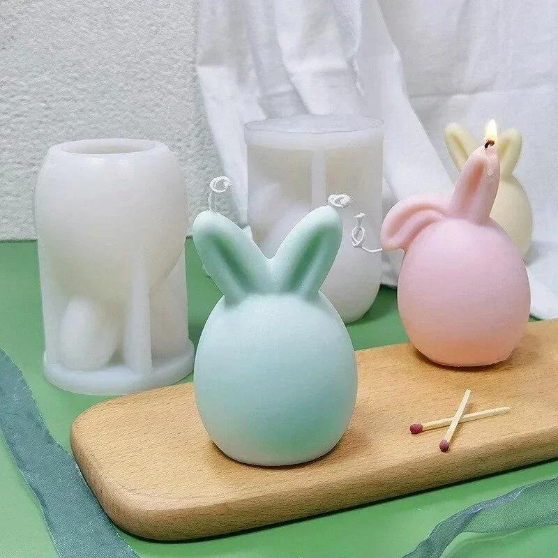 Handmade Molds Cute Cartoon Rabbit Shape Candle Silicone Mold Easter Rabbit Cake Decor Chocolate Drawing Accessories Home Decor