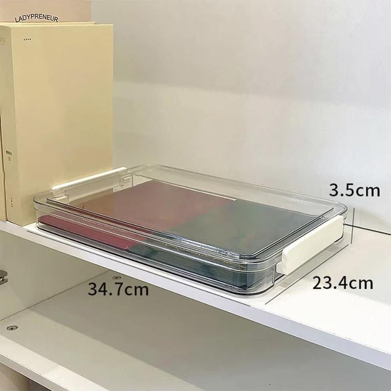Stackable Clear Document Storage Box – Desktop Paper Organizer with Lid for Office & Home
