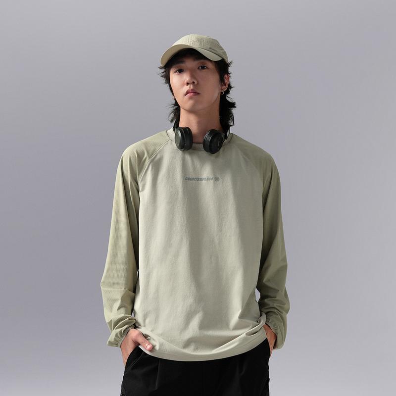 Li Ning CF Series Round Neck Loose Quick-Dry Knitted Long Sleeve T-Shirt Men Tops Lime ATLU155-1