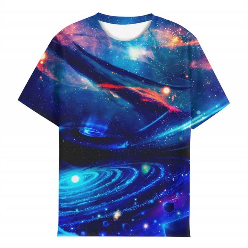 T-shirt une pièce pour enfants, motif ciel étoilé, pour garçons de 9 à 12 ans, à la mode, motif cosmique 3D, pour l'été