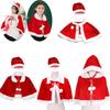Xmas Red Velvet Santa Claus Hooded Cloak With Hat For Kids Adults