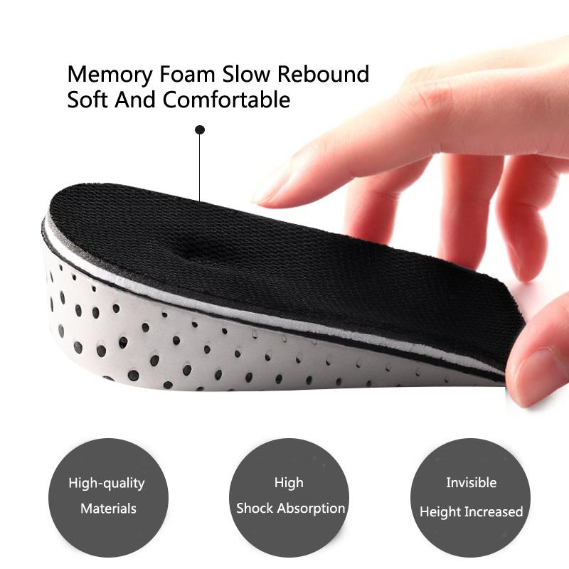 Height-increasing Insoles, Memory Foam, Invisible Inner Height-increasing Insoles, Sports Comfort, Half Insoles for Men and Women
