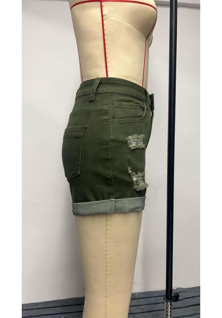 High-Waisted Women's Elastic Denim Street Style Shorts