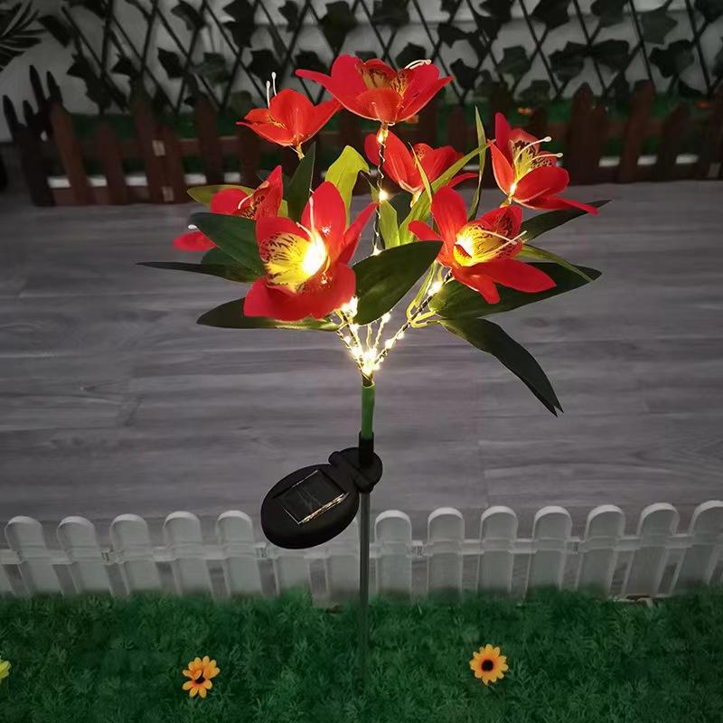 

Solar Orchid Flower Garden Stake Lights LED Waterproof Outdoor Decorative Light for Patio Yard Pathway Courtyard Ornament