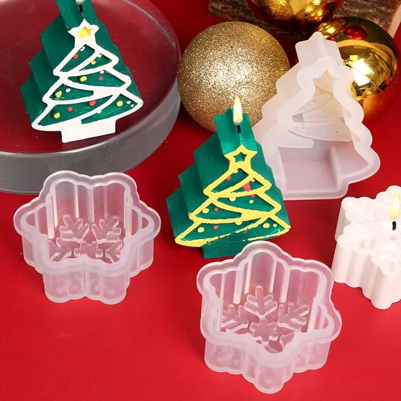 Christmas Tree Scented Candle Silicone Mold DIY Handmade Candle Plaster Soap Molds Resin Xmas Craft Gift Making Mould Home Decor