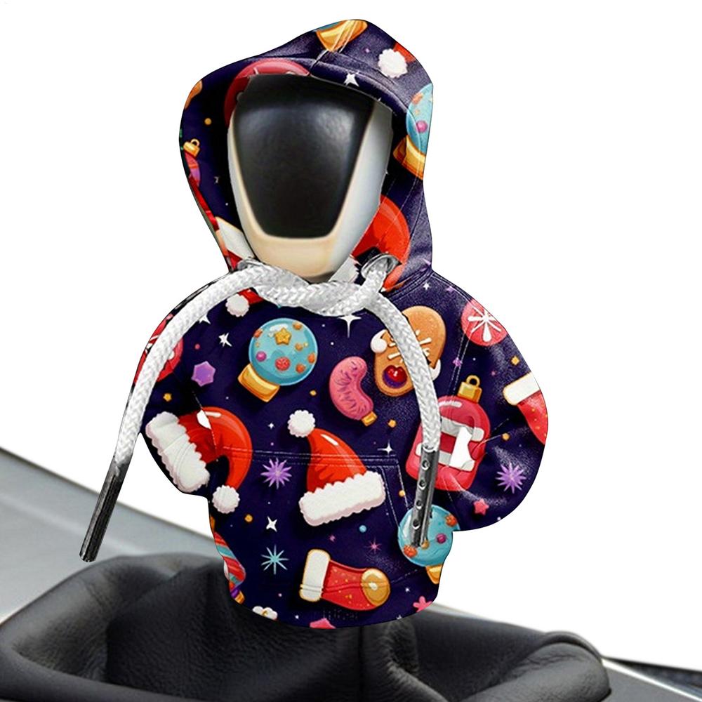 Shift Knob Cover Christmas Small Gear Shift Knob Cover Funny Protector For Holiday Birthday Travel Driving Winter Road Trips SUV